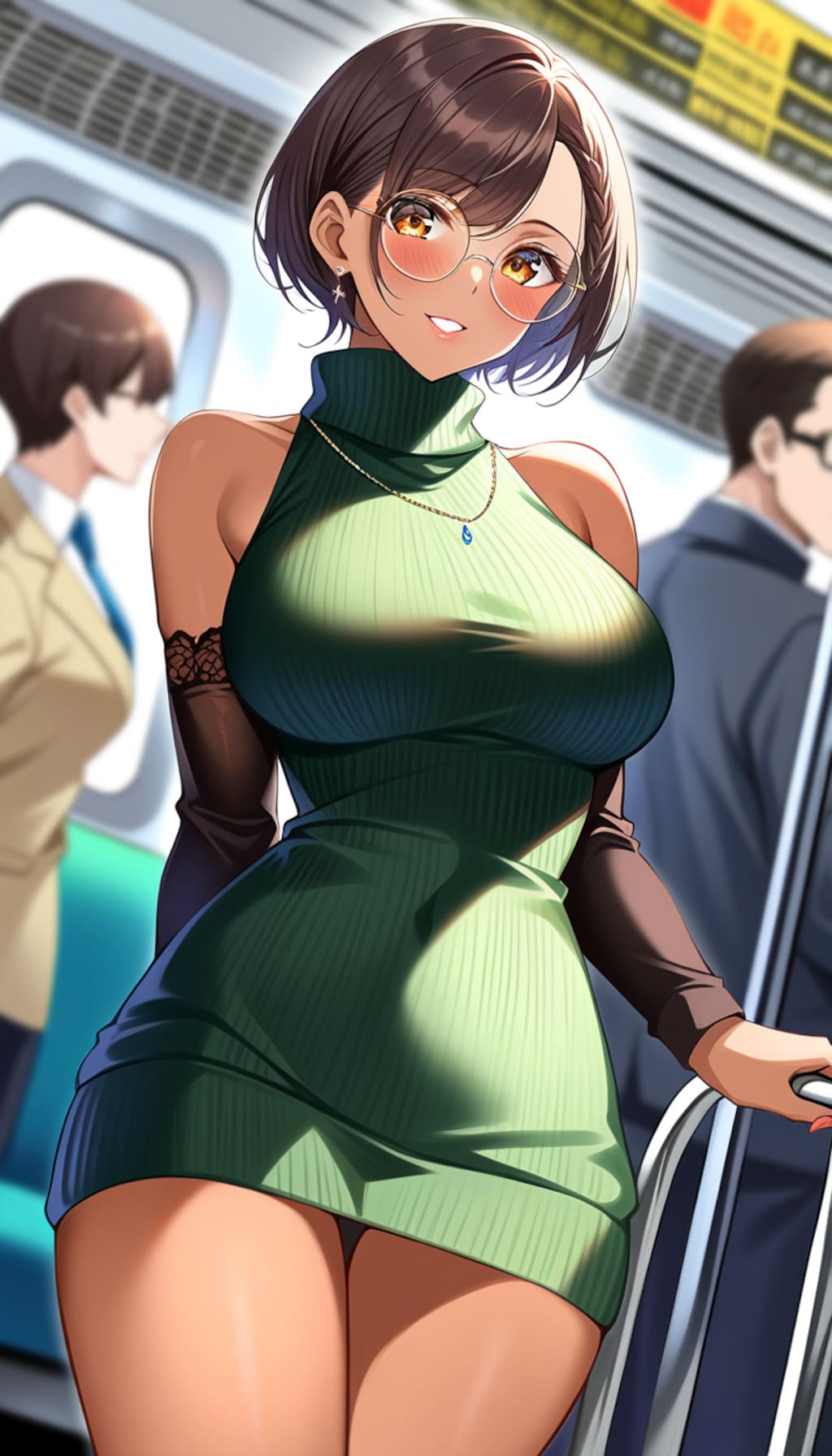 褐色ショートボブお姉さん