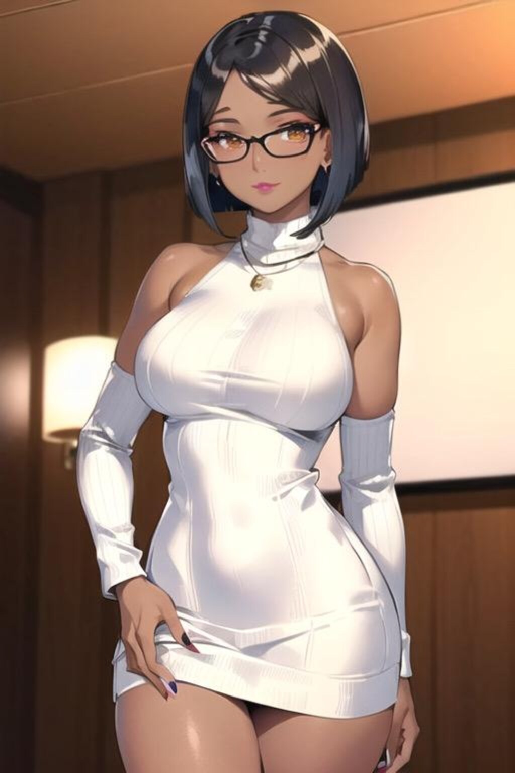 褐色ショートボブお姉さん