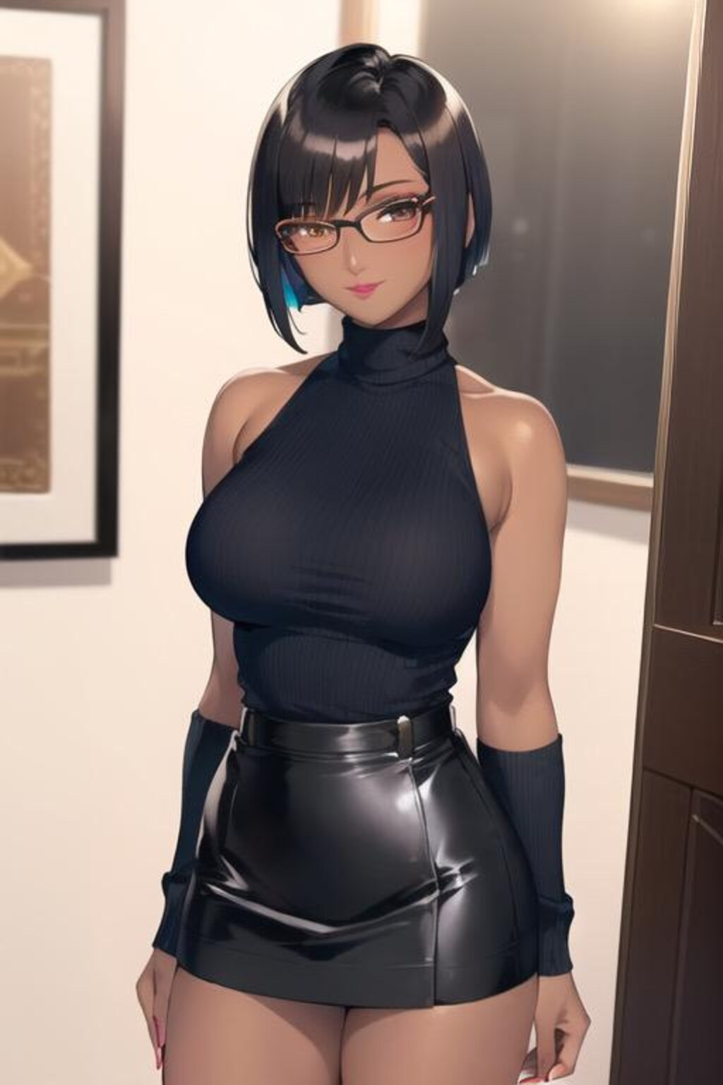 褐色ショートボブお姉さん
