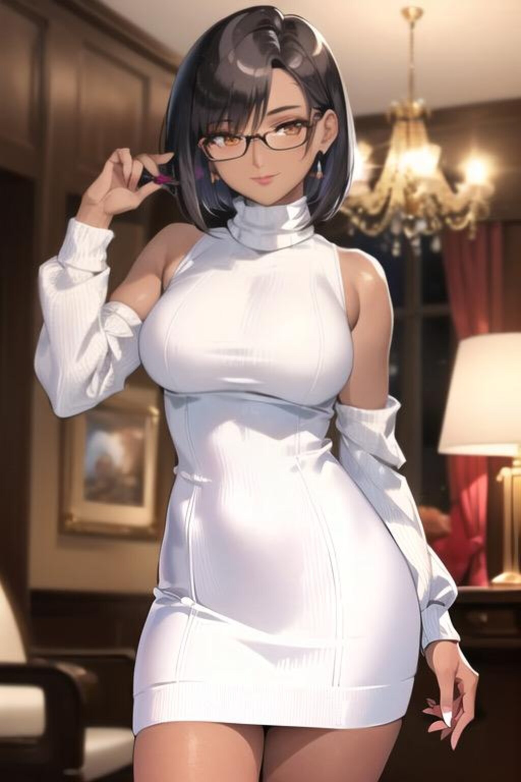 褐色ショートボブお姉さん