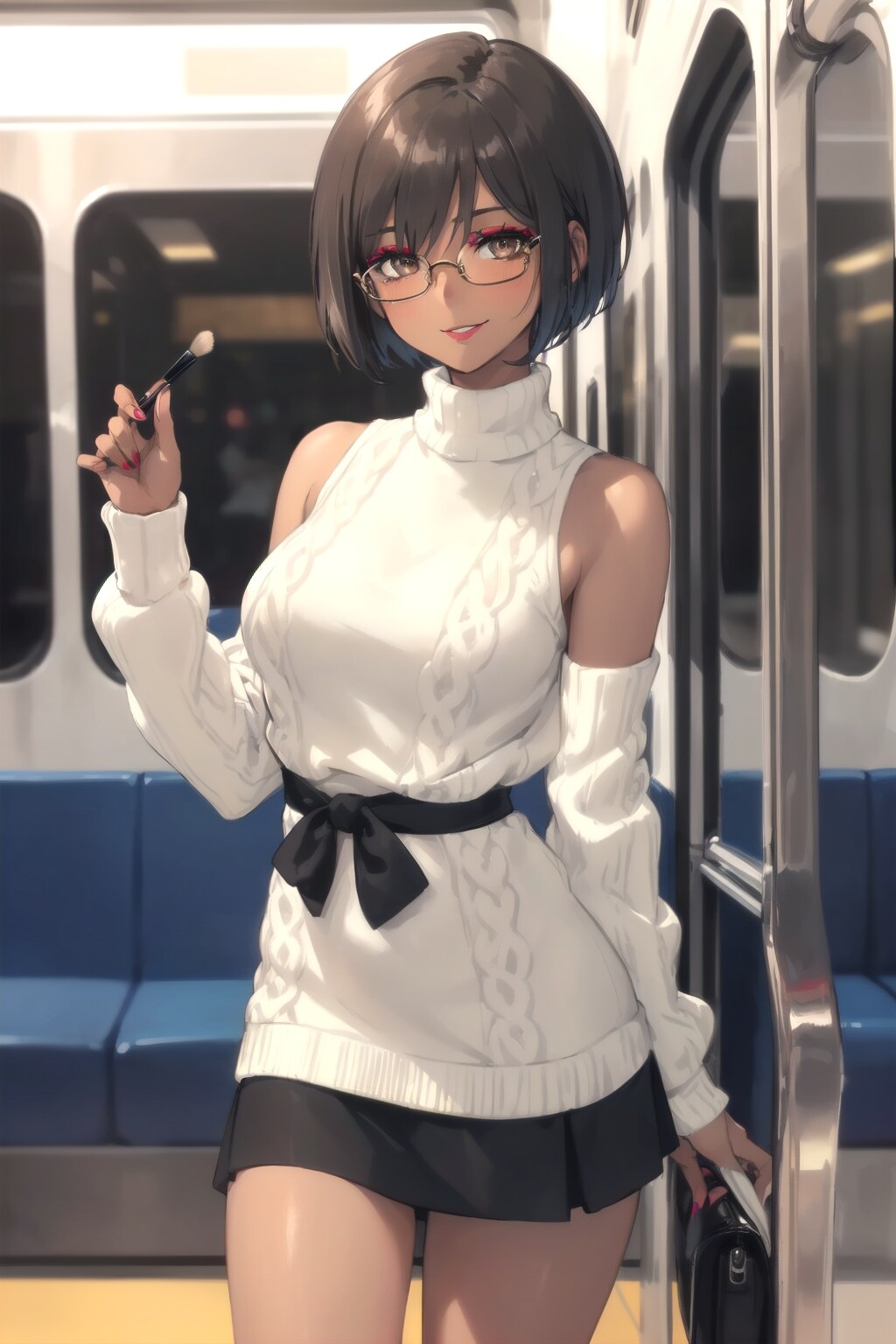 褐色ショートボブお姉さん