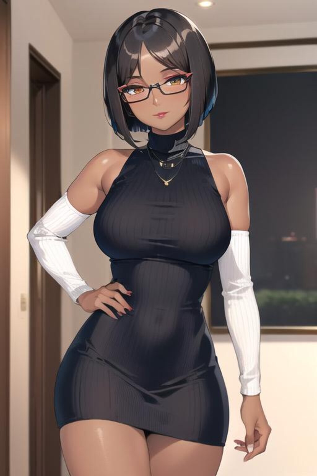 褐色ショートボブお姉さん