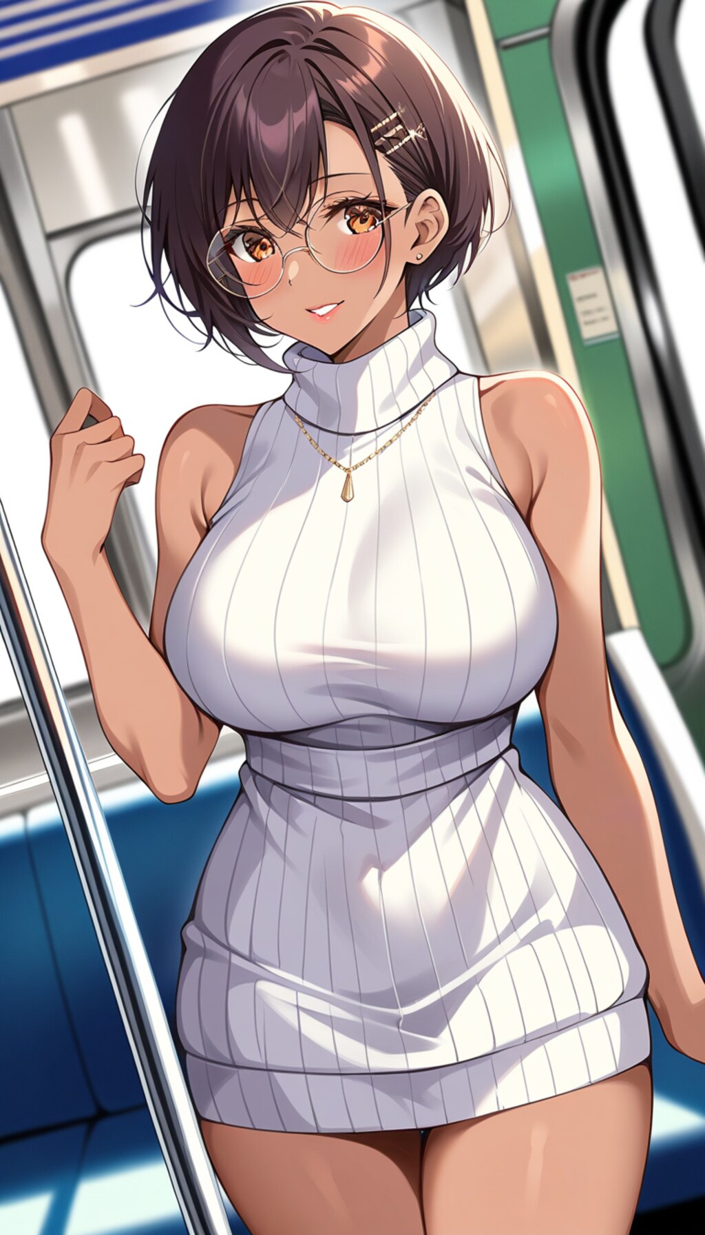 褐色ショートボブお姉さん