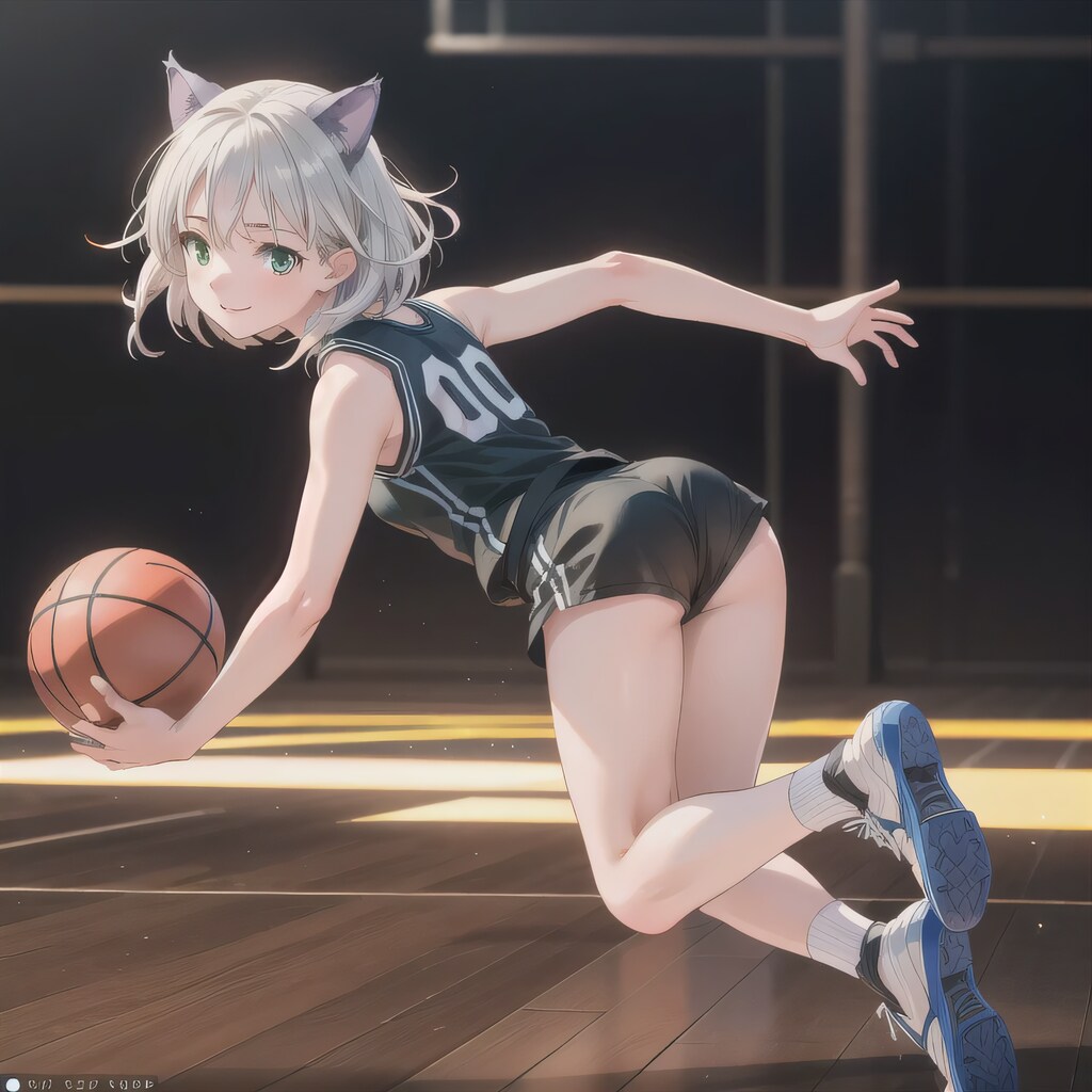 銀髪ボブでユニフォームの少女３