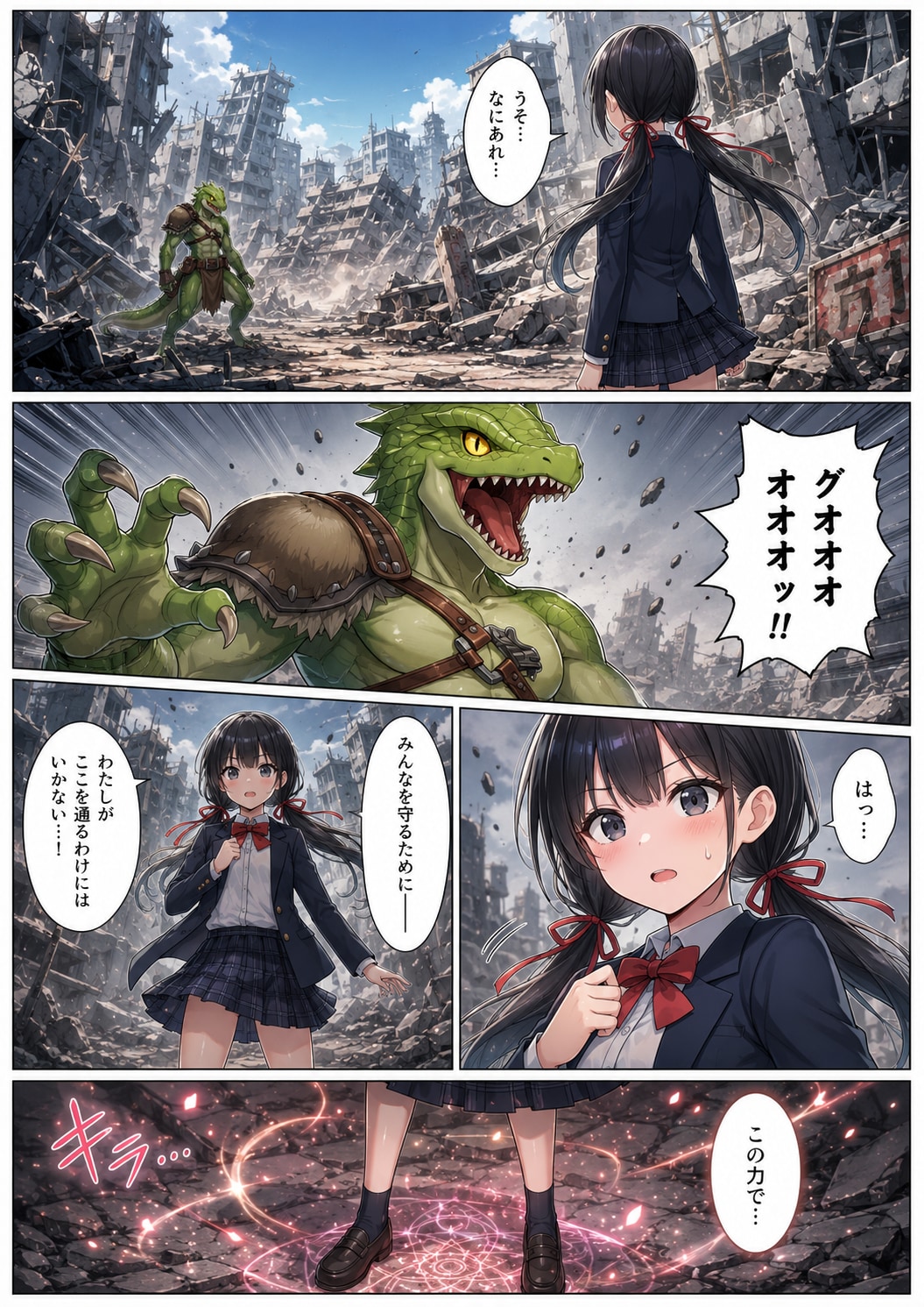 魔法少女の戦い（4ページ版） | の人気AIイラスト・グラビア