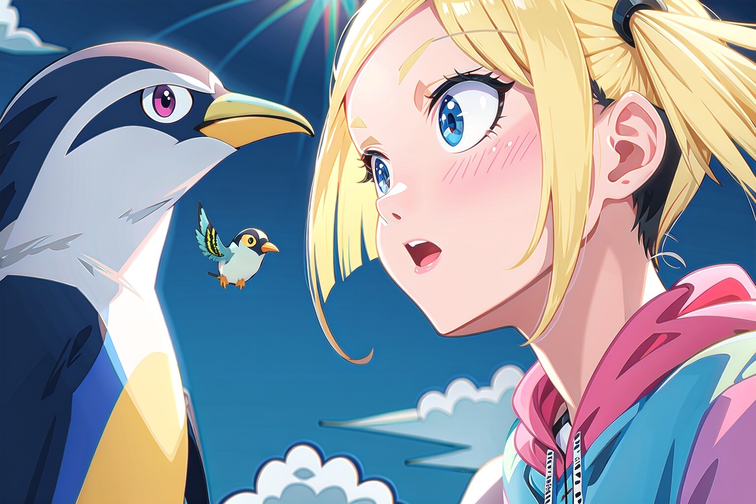 鳥を眺める