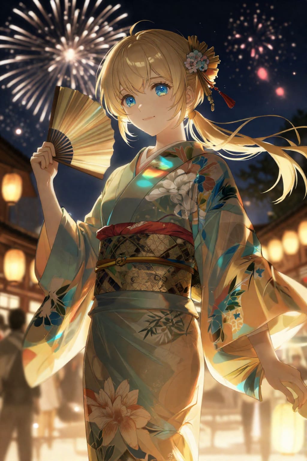 浴衣とポニーテールと花火