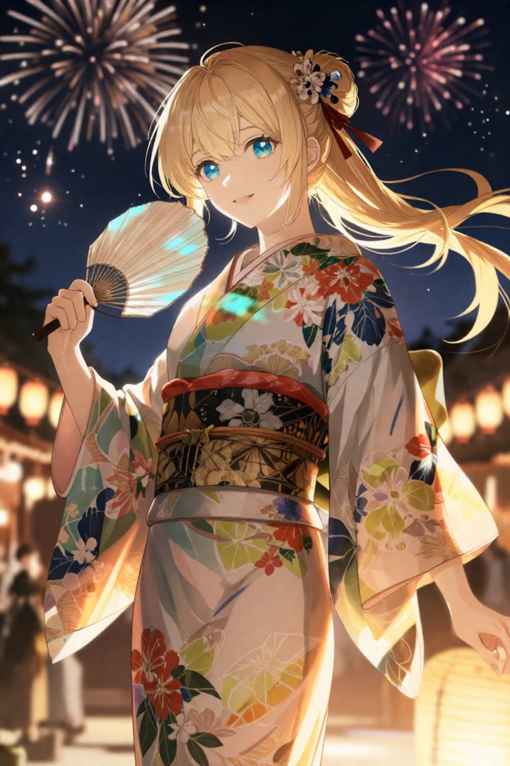 浴衣とポニーテールと花火