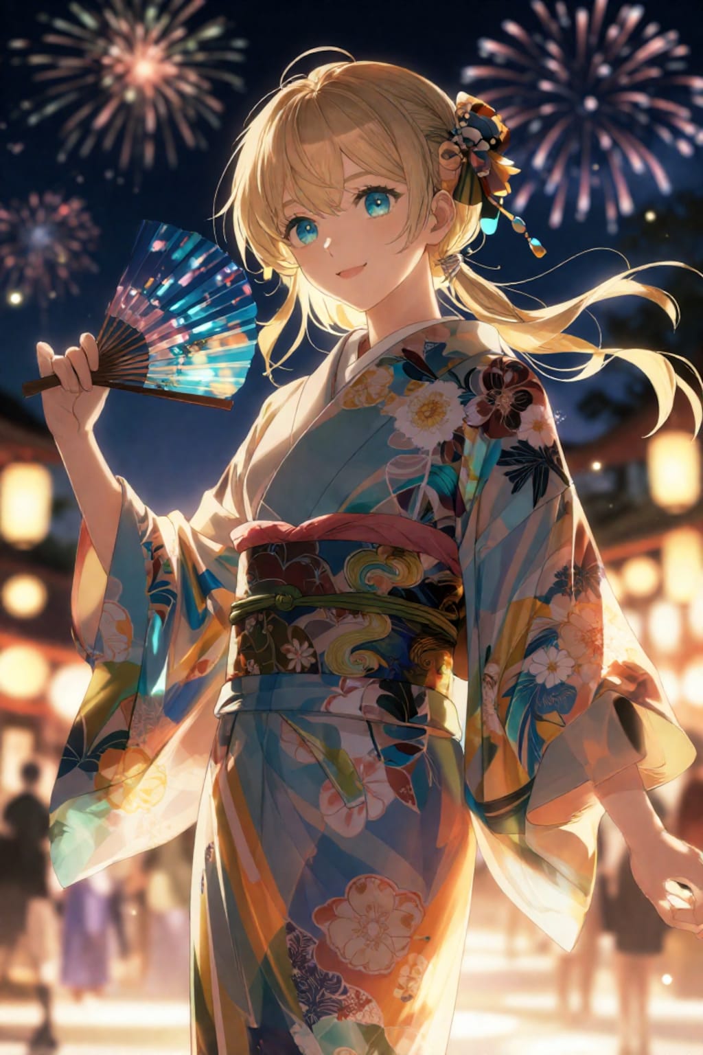 浴衣とポニーテールと花火