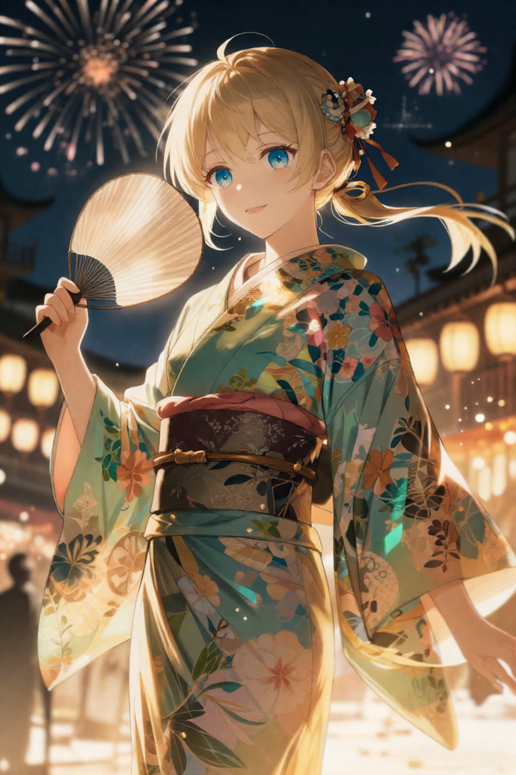 浴衣とポニーテールと花火