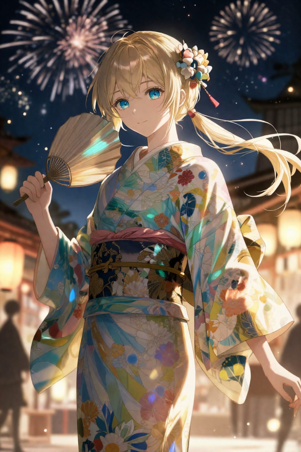 浴衣とポニーテールと花火