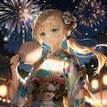 浴衣とポニーテールと花火 11枚目