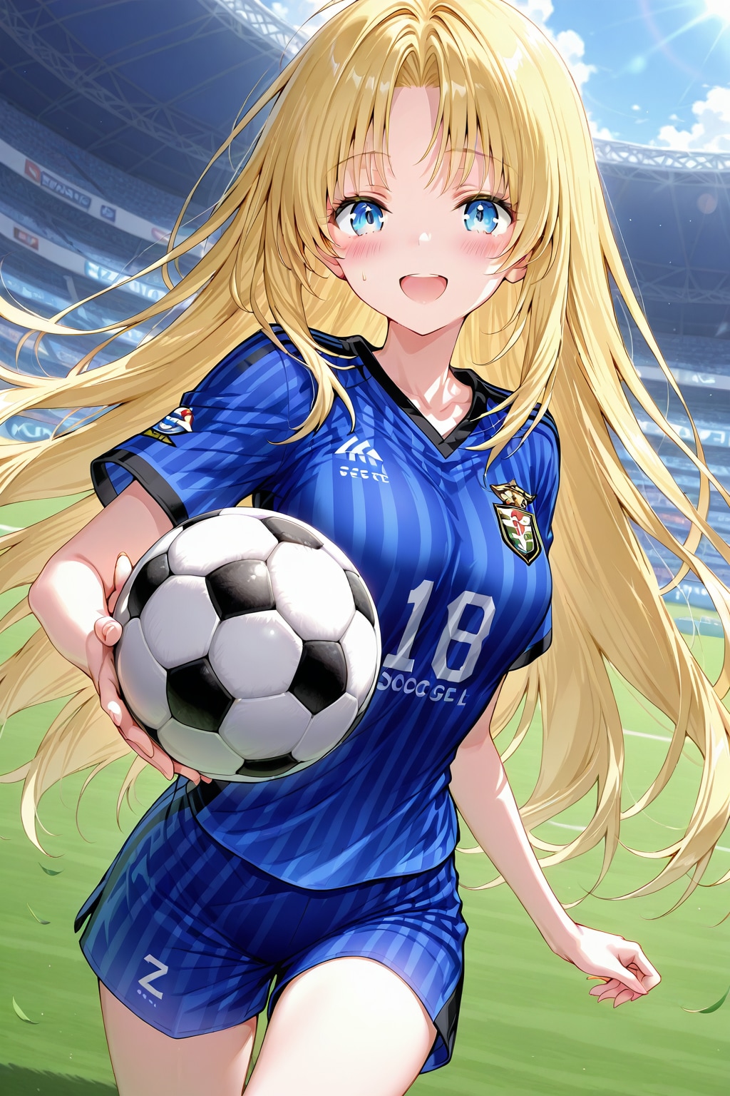 金髪のサッカー少女