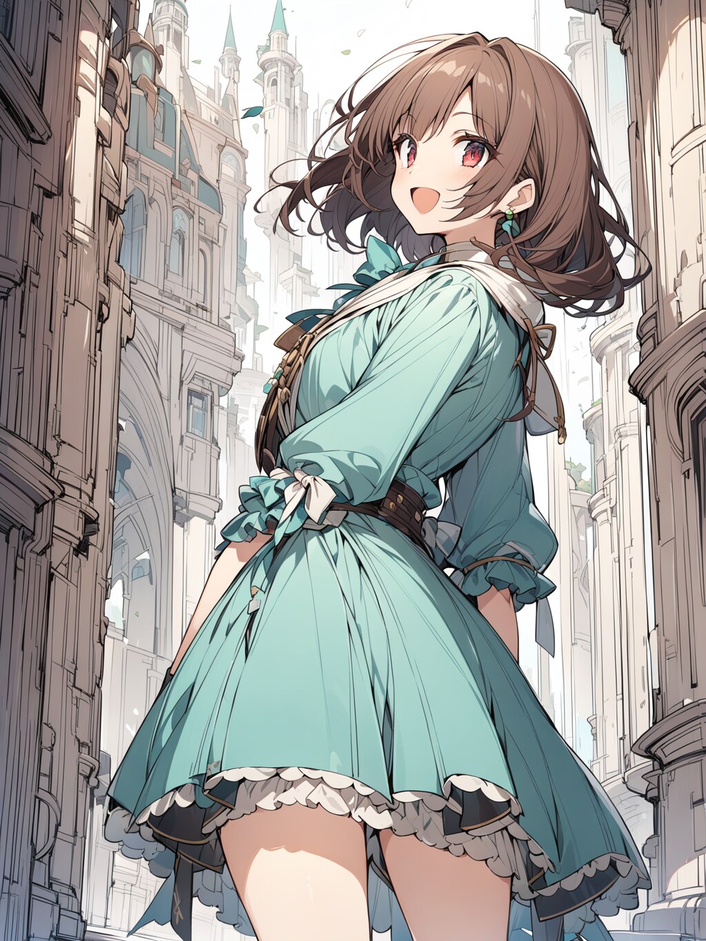 少女と外国の風景