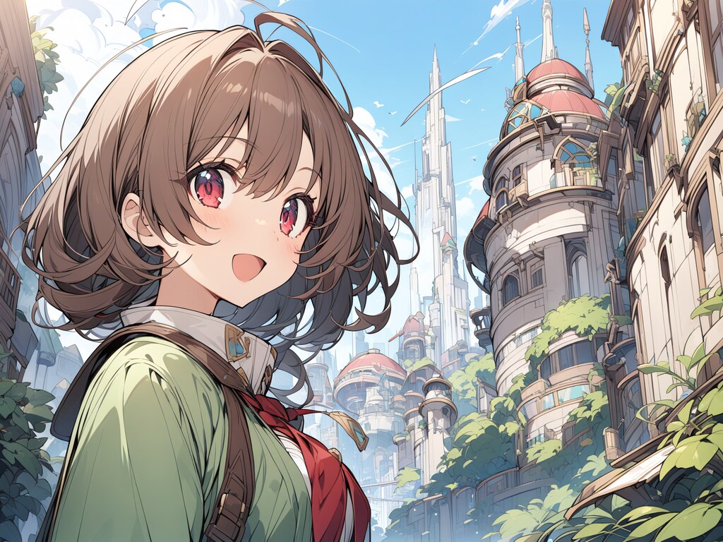 少女と外国の風景