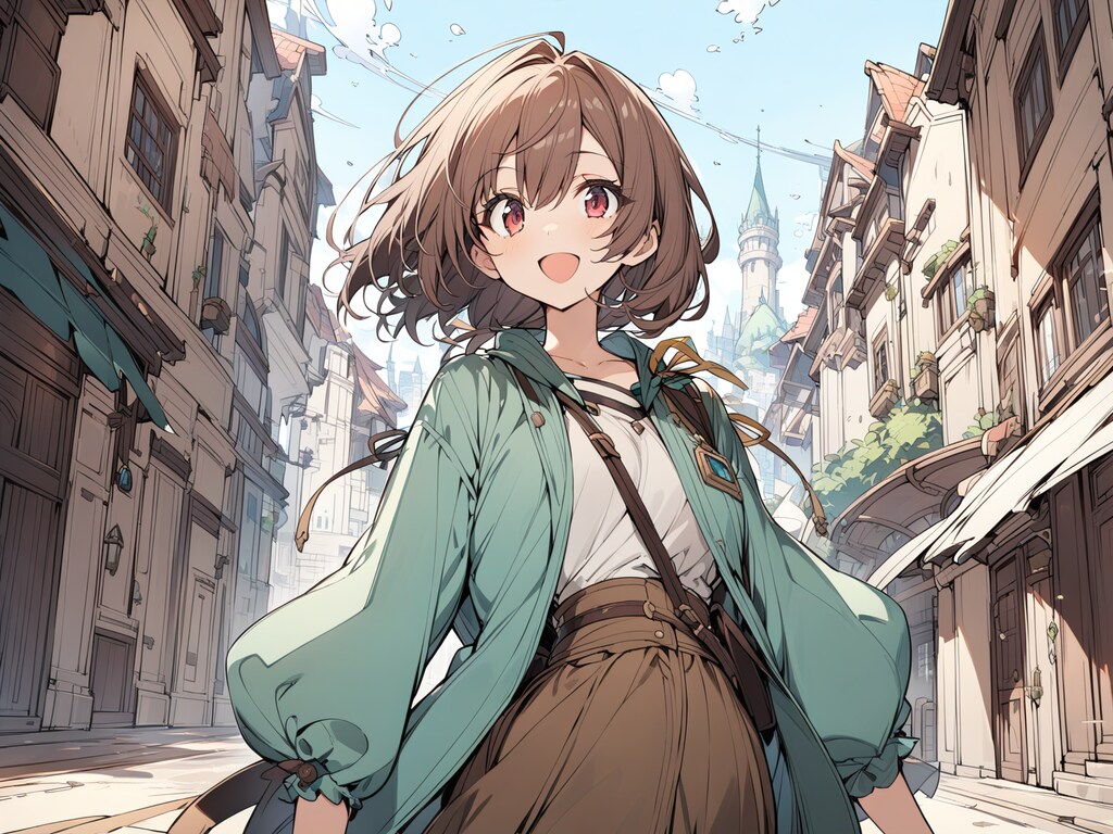 少女と外国の風景