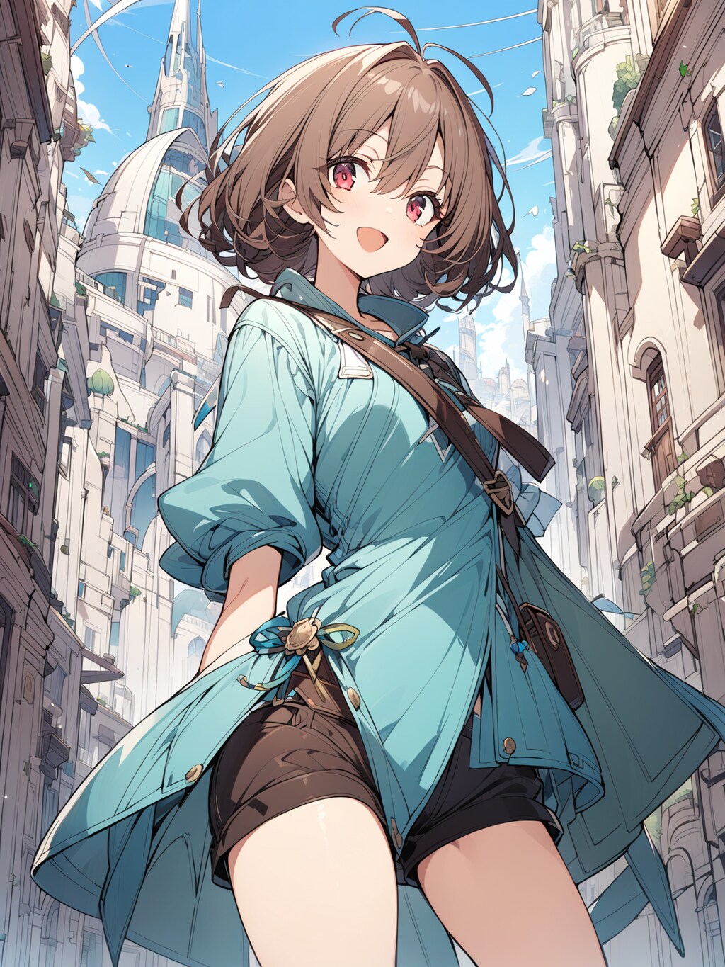 少女と外国の風景