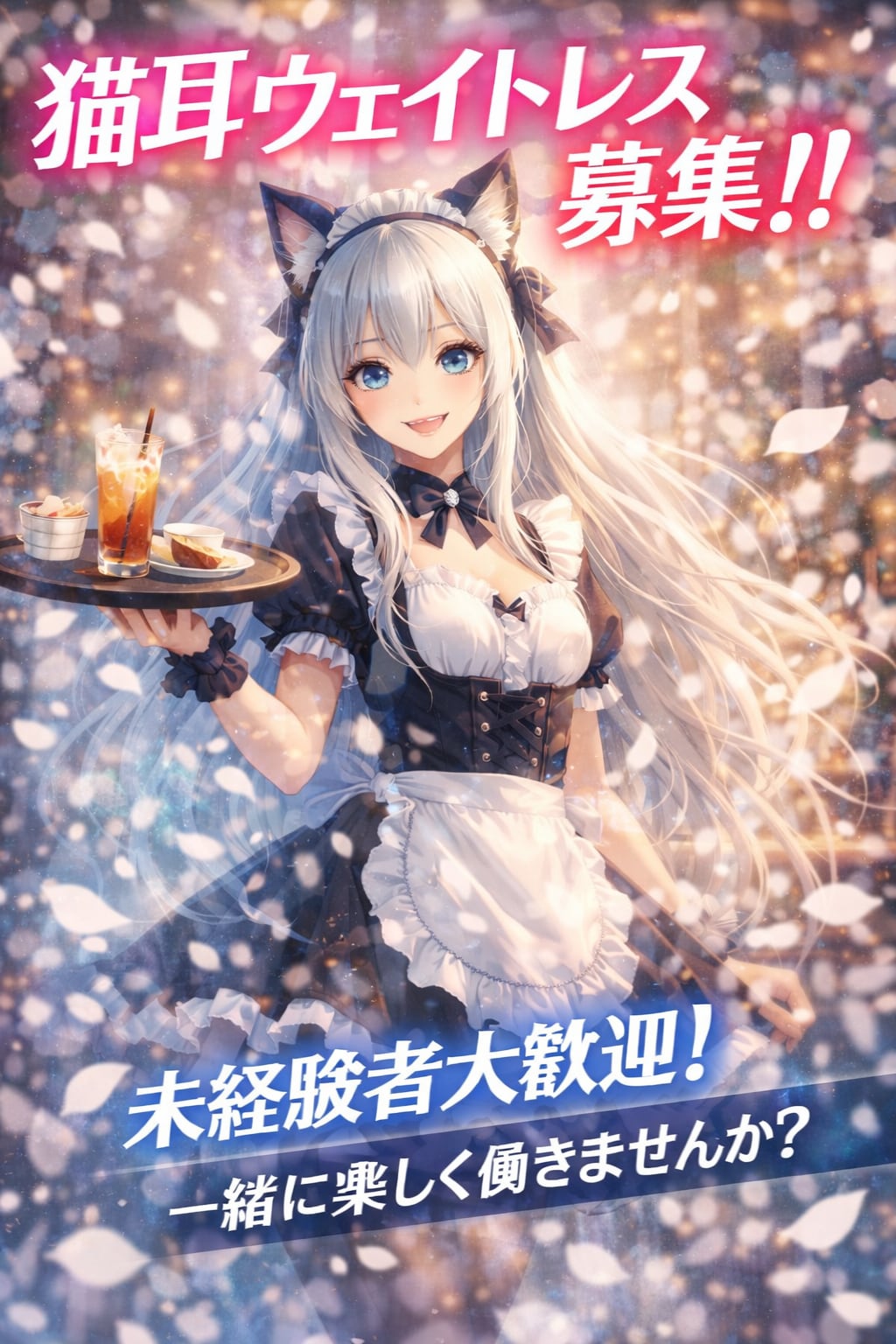 「猫耳カフェ」従業員募集広告 | の人気AIイラスト・グラビア