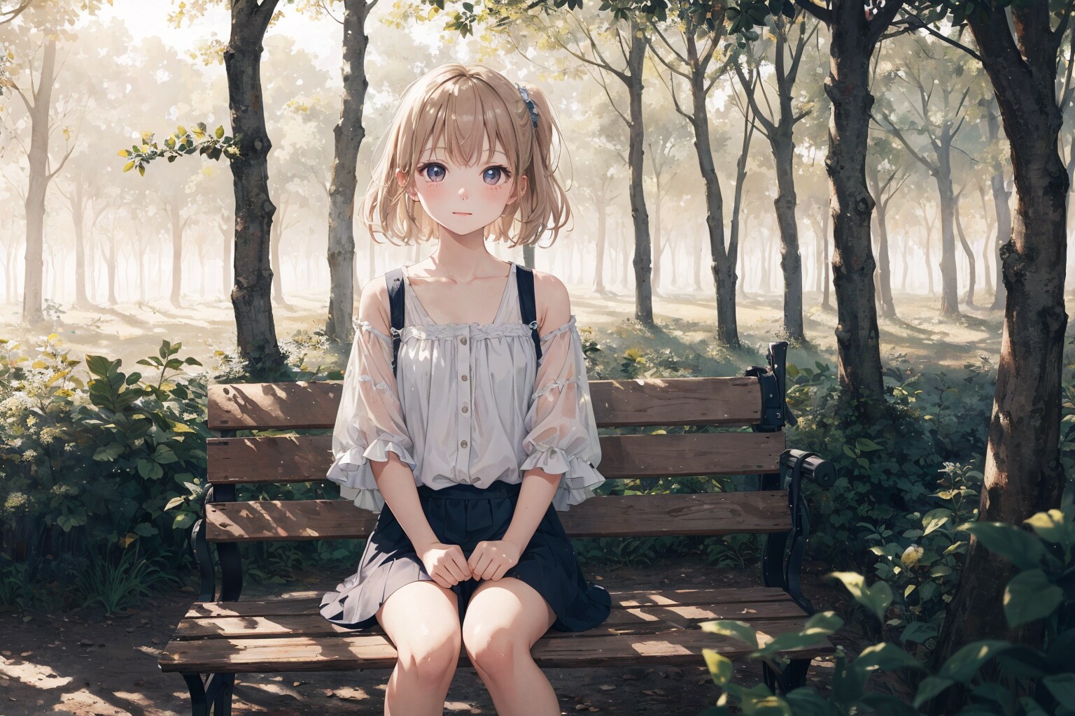 ベンチで休憩