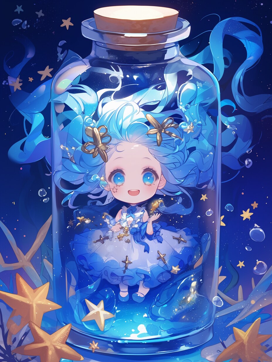 「瓶詰の少女」蒼28 | の人気AIイラスト・グラビア