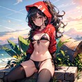 string bikiniのポニーテール美女 4枚目