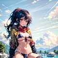 string bikiniのポニーテール美女 3枚目