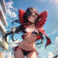 string bikiniのポニーテール美女 2枚目