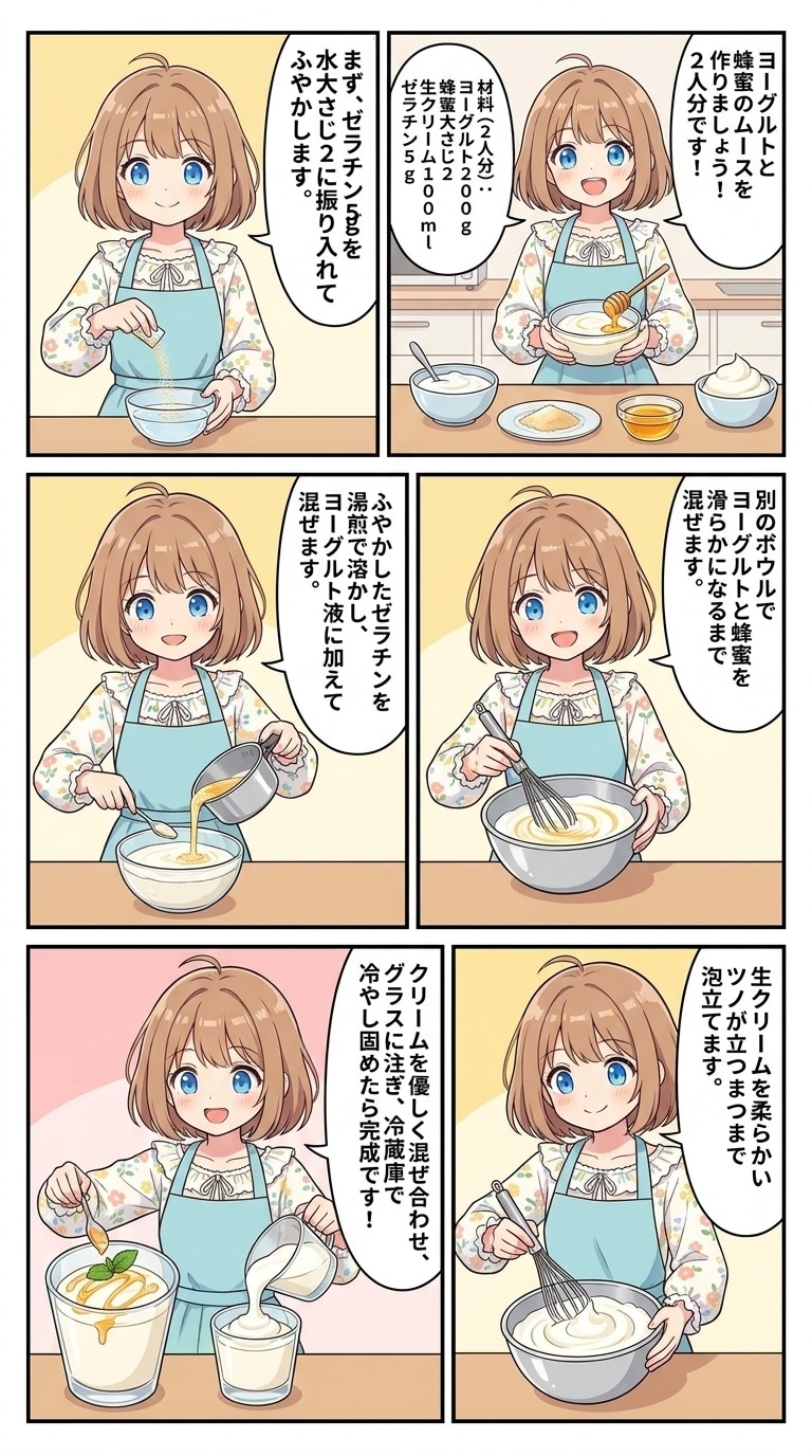 ヨーグルトと蜂蜜のムース | の人気AIイラスト・グラビア