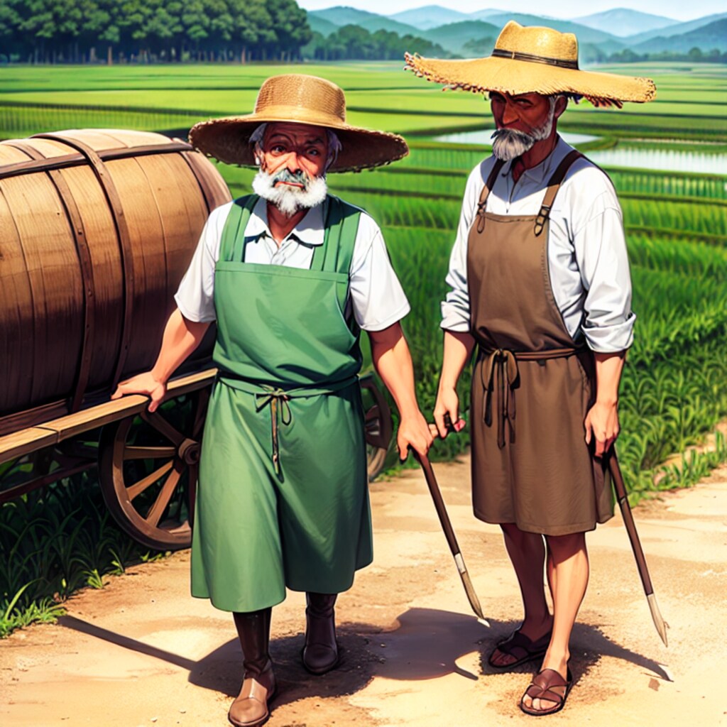 レスランドのじじい達、田へ向かう