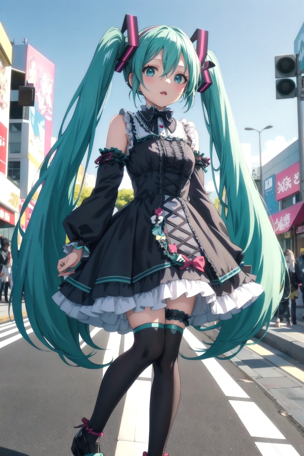 ゴスロリで原宿を歩くミクさん