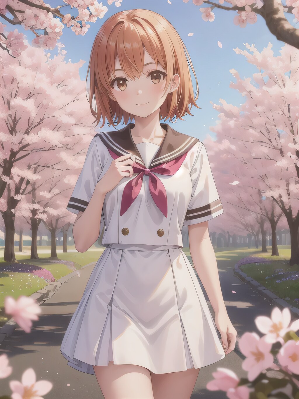 茶髪ボブでセーラー服の少女