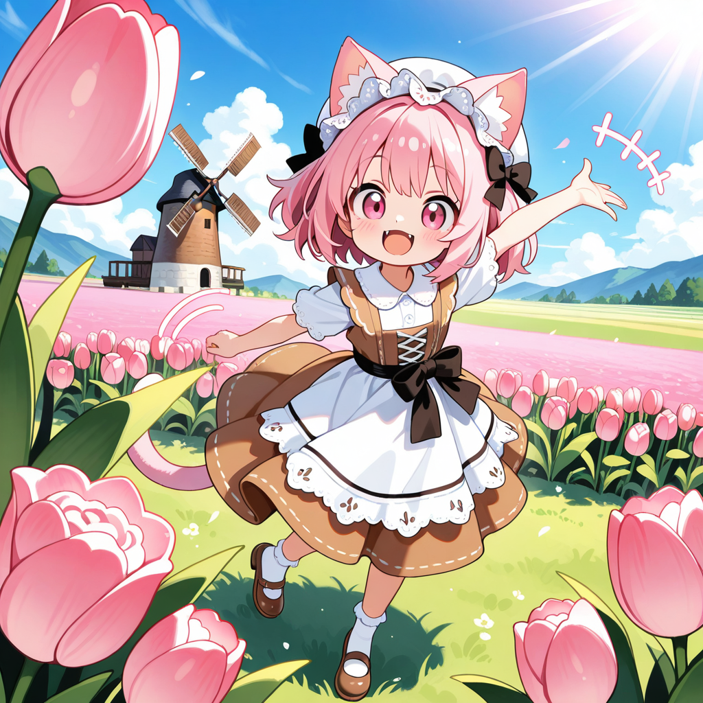 オランダの民族衣装・・・・のつもりのねこちゃん♡ | の人気AIイラスト・グラビア