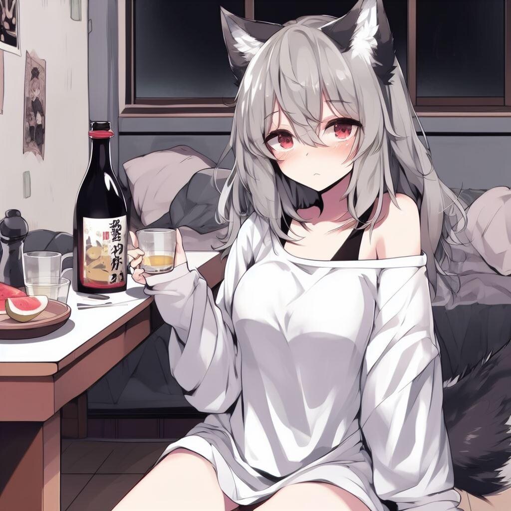 飲酒狼さん（Tシャツ）