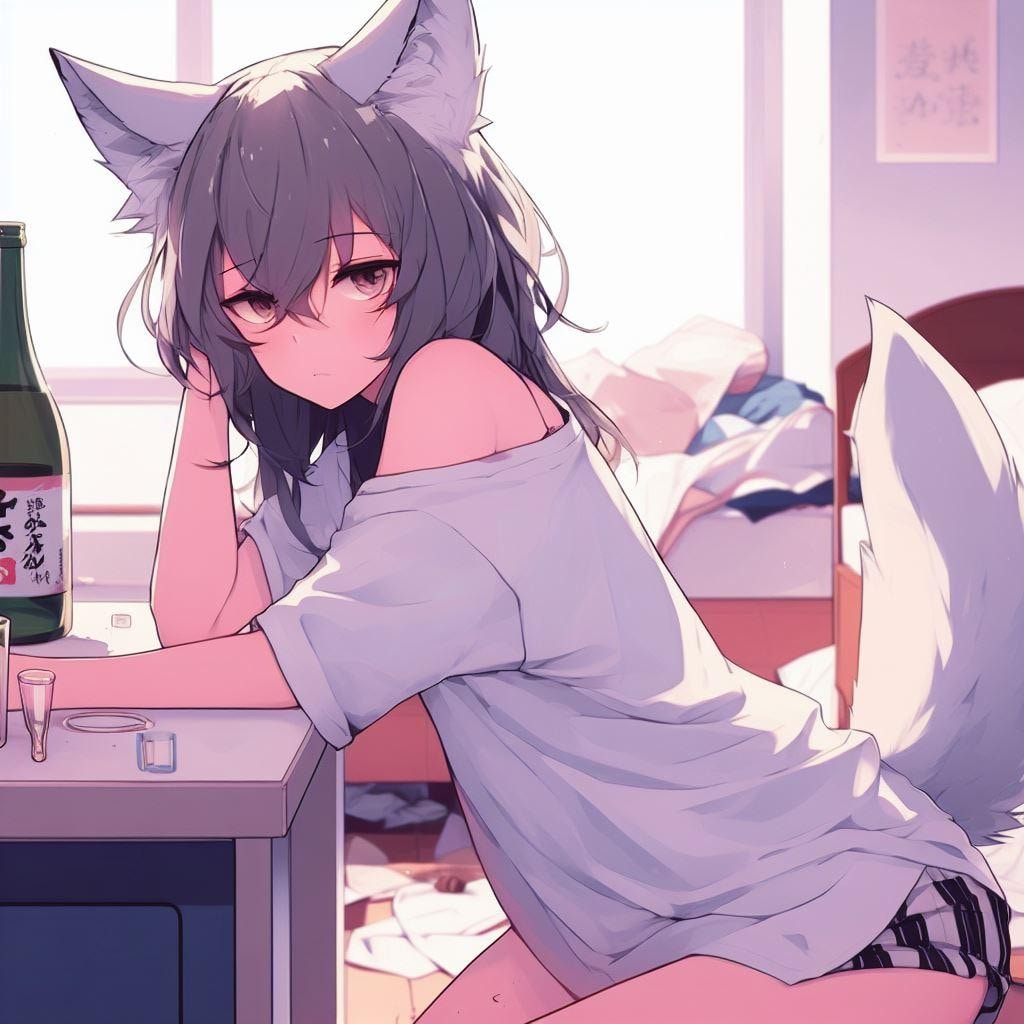 飲酒狼さん（Tシャツ）