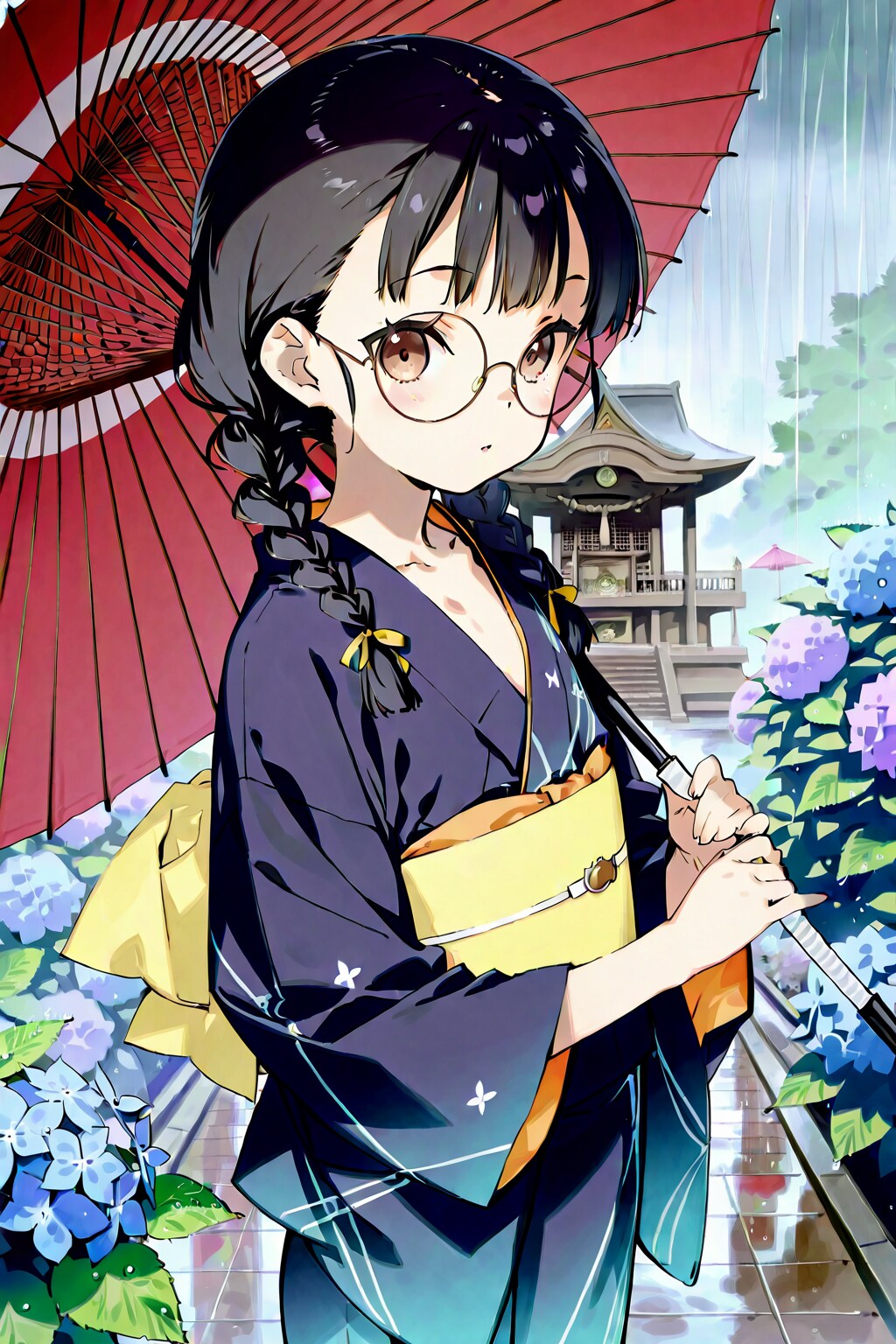 紫陽花と少女