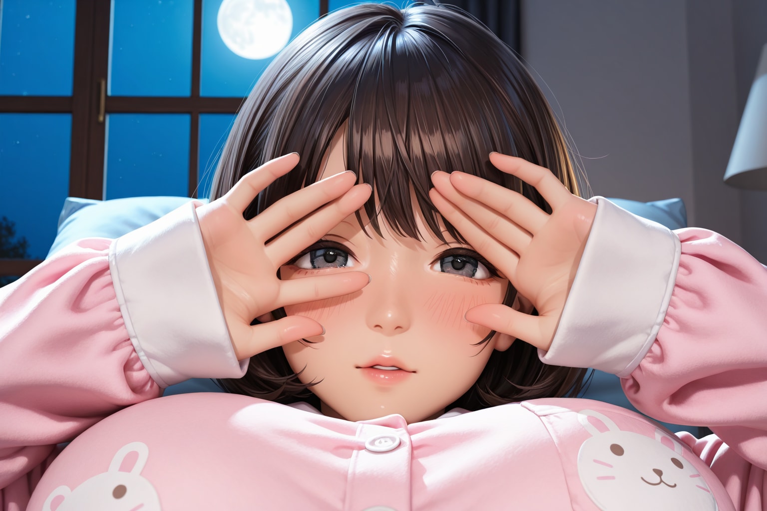 顔を隠そうとするルコさん