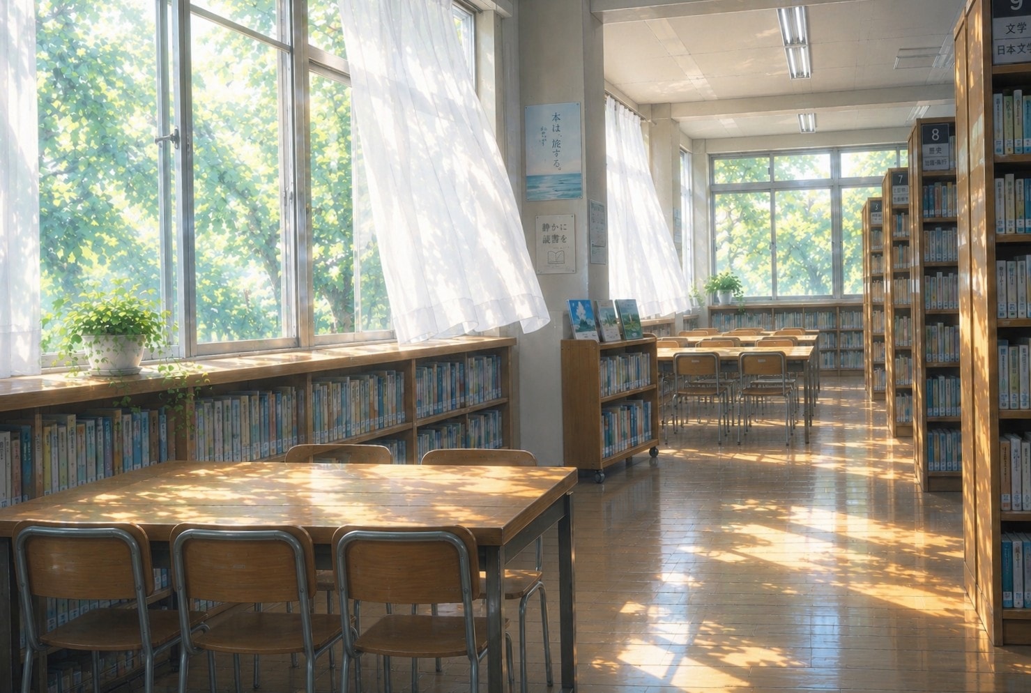 木漏れ日の図書室