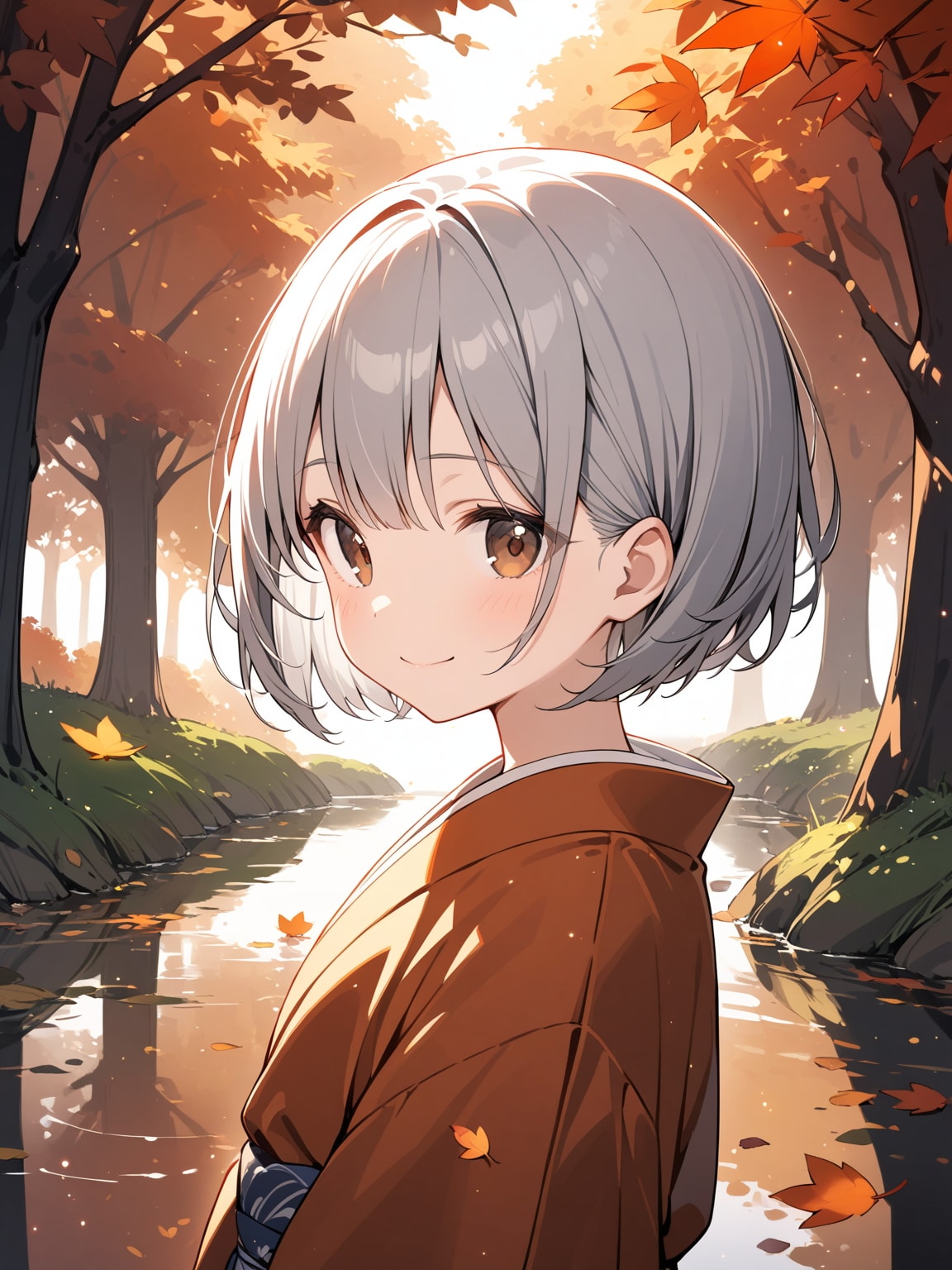 落葉の舞う水鏡 | の人気AIイラスト・グラビア