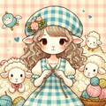 編み物してる女の子と羊ちゃん 4枚目