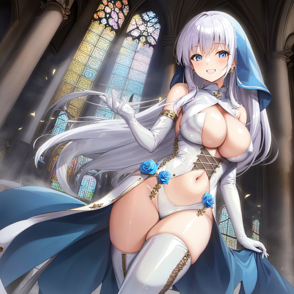 銀髪ロングぴっちりエナメル聖女ちゃん HolaraAI
