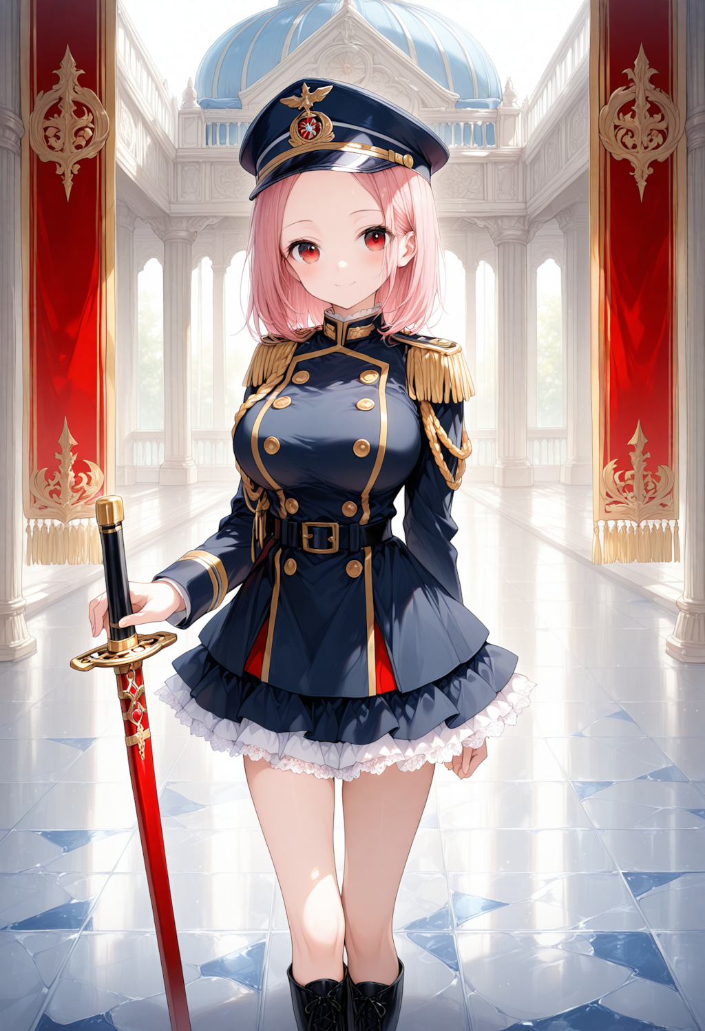ピンク髪軍服