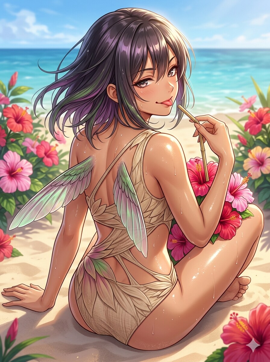 ハチドリ擬人化(こだわりのバックショット)
