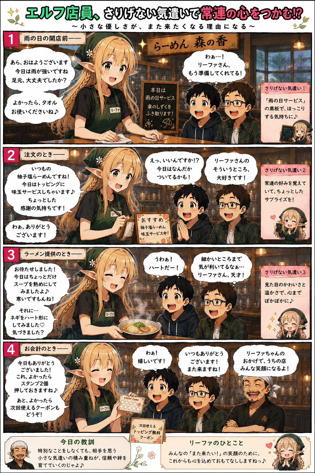 ラーメ屋で働くエルフの女の子
