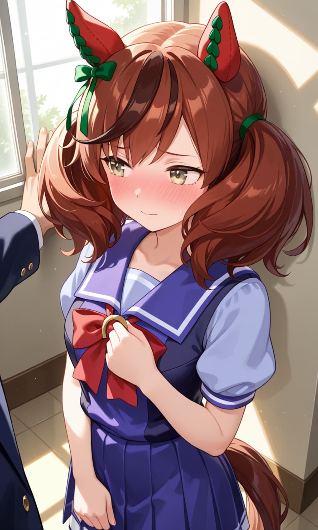 壁ドンで照れるネイチャさん