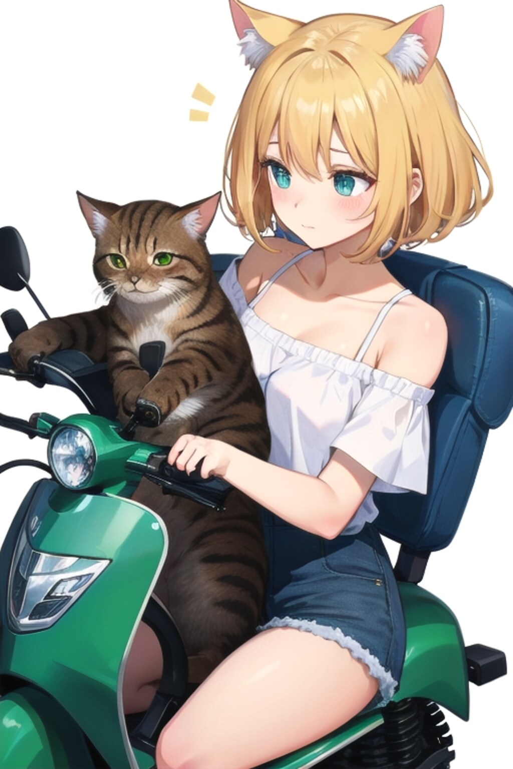 スクーターと猫