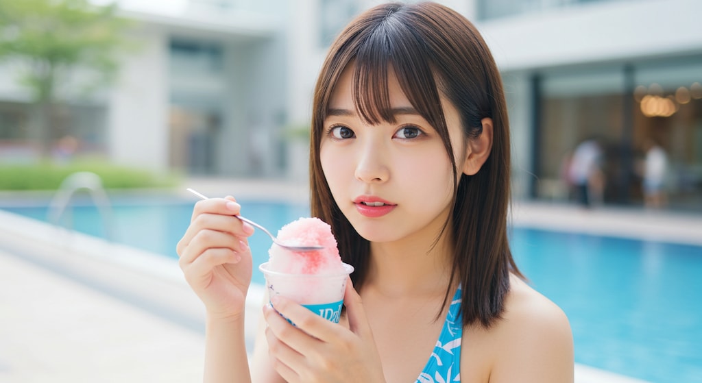 スク水モールでかき氷。