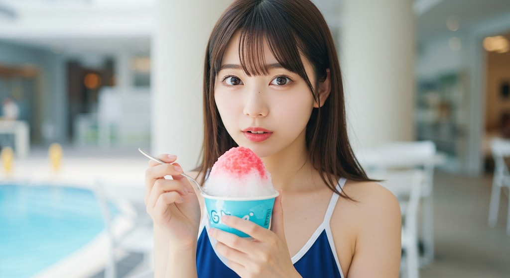 スク水モールでかき氷。