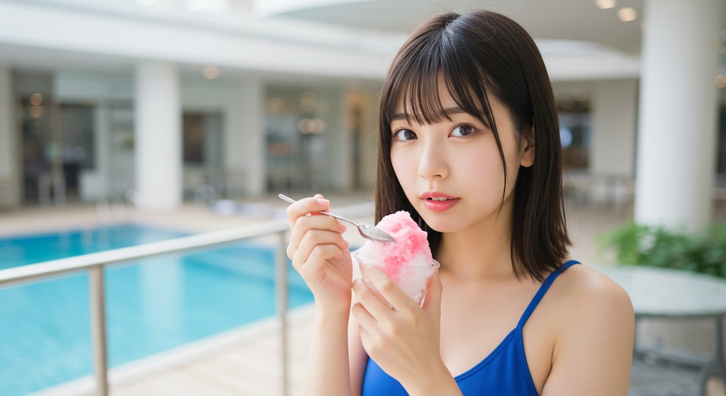 スク水モールでかき氷。