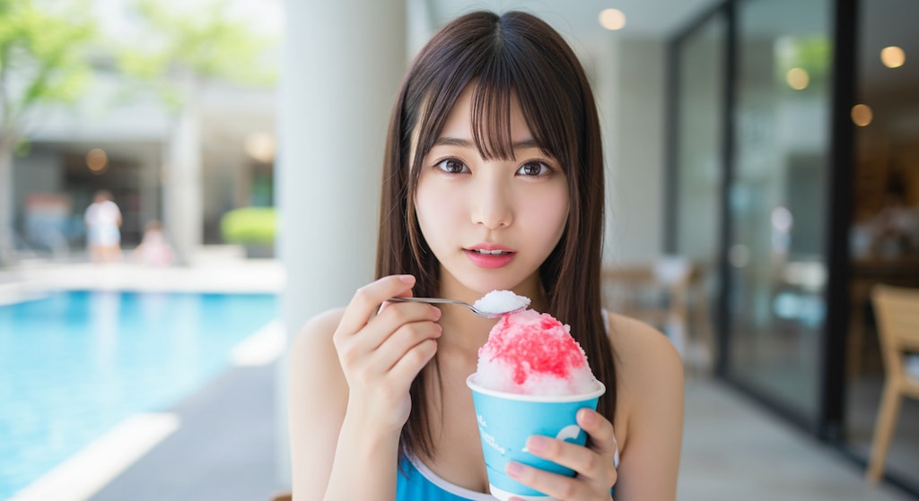 スク水モールでかき氷。