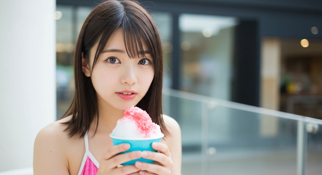 スク水モールでかき氷。